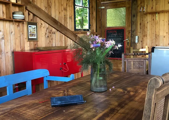 Wilde Moehre Bauwagen Sommerkueche Draussen Abenteuer